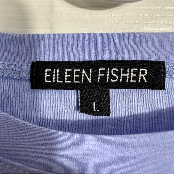 Eileen Fisher women's long sleeved tee, sz L, hi/lo hem, periwinkle blue, layer - Picture 2 of 6